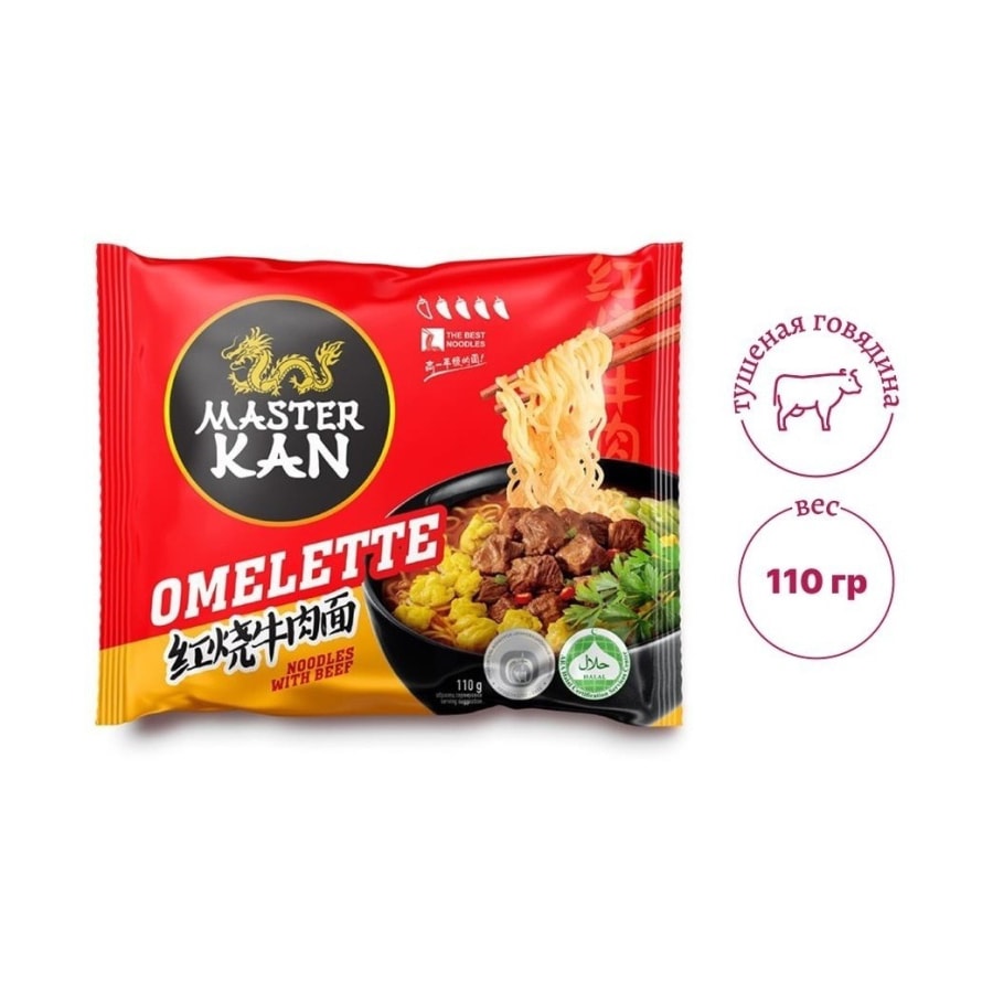 Мастер Кан лапша Omelette noodles with beef 110 г.